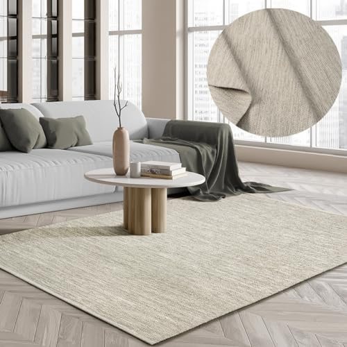 the carpet Boho Natur Wool Tapis en Laine tissée à la Main au Look bohème Naturel Fait Main pour Un Style Unique Beige Crème, 160 x 230 cm
