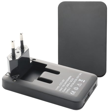 Offgridtec 2 stycken extra smal USB-laddare, 20 W nätadapter med dubbla portar med USB-A och C-port, kompakt vikkontakt, snabbladdning för smartphones och surfplattor, perfekt för resor, hem, kontor