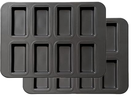 Gurlideo Mini molde para pan de acero al carbono, molde de pan para pasteles, molde para hornear financiero, bandeja para hornear 8 cavidades para horno, mini barras, barra de granola pan de maíz