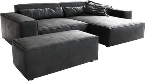 Canapé d'angle Sirpio XL Cuir synthétique Vintage Anthracite 270x170 cm