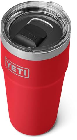 YETI Rambler Cup, Vacuum Insulated Stainless Steel Stackable Cup with Magslider Lid, Rescue Red, 20 oz (591 ml)
