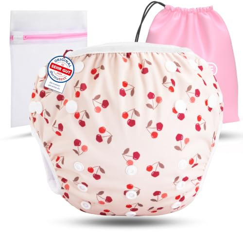 KIDVERSE Baby Swim Nappy Aged 0-3 Years - Reusable Nappies - Skin-Friendly & Highly Absorbent Swim Nappy - Baby Swimming Nappies with Pocket & Laundry Bag