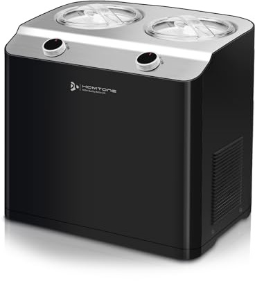 Homtone 2 Flavor Ice Cream Maker,Automatic Compressor Ice Cream Maker Machine with 2 Bowls,2.6QT (2 x 1.3qt) Largest Capacity & Fastest Freezing Ice Cream Machine, 3 Modes, Keep Cool Function