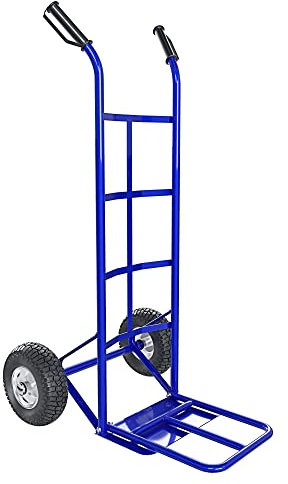 Carrello Portapacchi Portata Max 250 Kg A Mano Portatutto Ribalta Acciaio Tubolare Ruote Pneumatiche Rinforzate Trasporto Grandi Pacchi Portasacchi Portacasse Grandi Volumi 63 x 53 x 116 Cm (Blu)