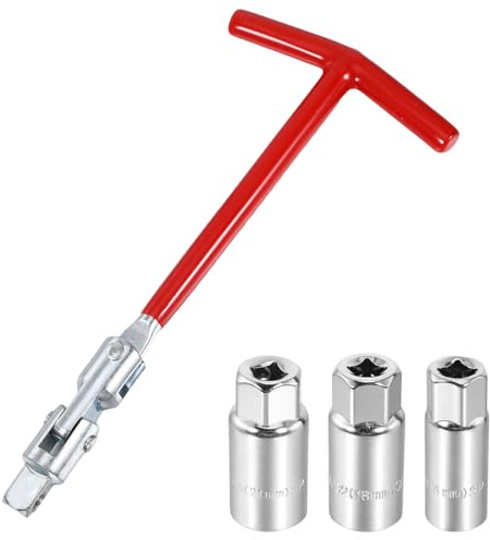 4 Pcs Spark Plug Socket Set,Spark Plug Wrench,Universal T-Handle Sparks Wire Removal Tool with 16mm/21mm Sparks Sockets,Wire Removal Tool Kit for Motorcycle,Car,Truck,Lawn Mowers and Motor Vehicles