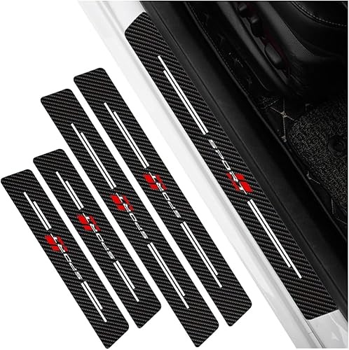 VAPORVERSE 4 Piezas Pegatinas Protective de Umbral de Puerta de Coche para Renault Arkana 2021-2025, Fibra Carbono Estribos de Coche Decoración Pedal Pegatinas