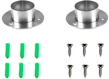 CHENMAHUA 2 soportes para barra, brida, soporte para barra de ropa, acero inoxidable, soporte para barra de tubos, brida para tubo de armario, bridas de tubería (39 mm)