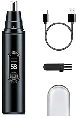 Tijeras para Pelo de Nariz y Orejas USB Recargable, Pantalla LCD, Impermeable IPX7, Diseño Compacto y Silencioso, Cuidados Personales para Hombres y Mujeres, Rasuradora Precisa y Portátil