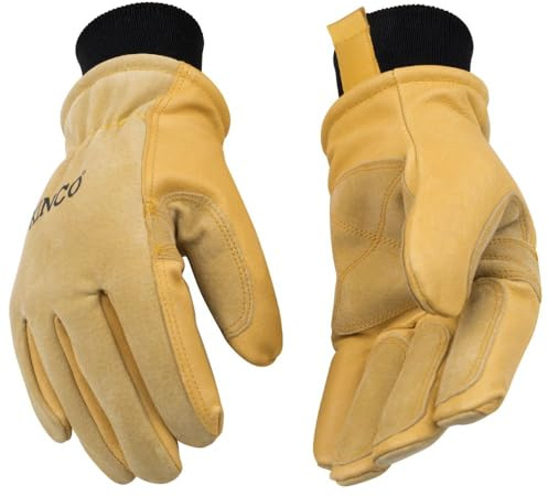 Kinco, 901-L Men's Pigskin Leather Ski Glove, HeatKeep Thermal Lining, Draylon Thread, Large, Golden, with Nikwax Waterproof Wax, Large