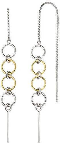 Jobo Damen-Ohrhänger zum Durchziehen lang aus 925 Sterling Silber Bicolor