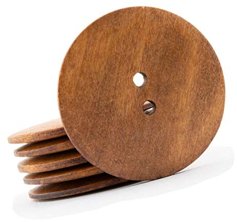 Summer-Ray 30 botones grandes de madera marrón, 60 mm de diámetro, manualidades y costura, diseño de 2 agujeros para bolsas y ropa