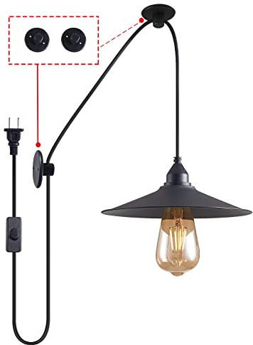 KOLAKODLUX Hanging Lamp with Plug in Cord Outdoor Lamps for Patio Waterproof Pendant Light with Plug Outdoor Lamps for Patio Waterproof Hanging Pendant Light with Plug in Cord MA6006