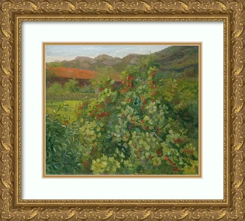 ArtDirect Thorvald Erichsen 17x15 Gold Ornate Frame and Double Matted Museum Art Print Titled - The Currant Bush (1905)