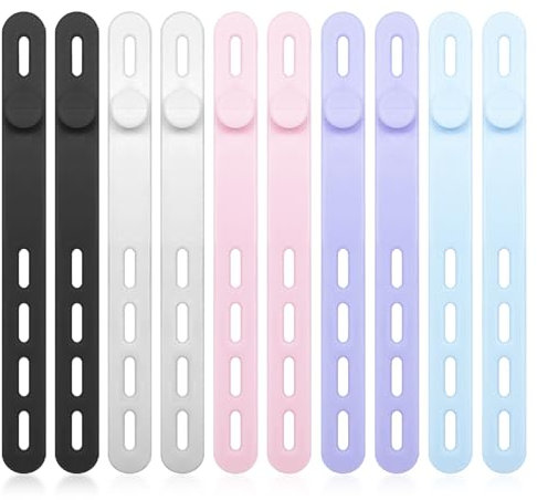10 Bridas de Silicona Reutilizables, Organizador de Cables Multiusos para Auriculares