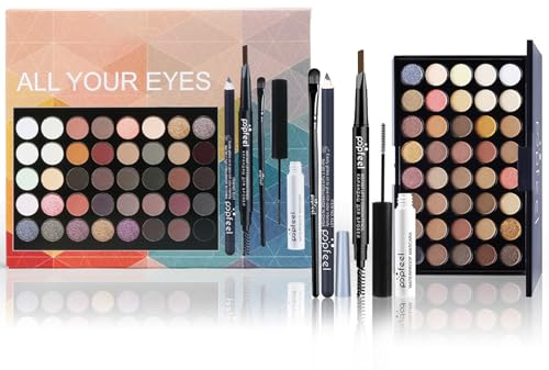 EONFAVE All-in-One Make Up Set, Schminkset für Augen, Augen Makeup Palette Kit für Mädchen, mit 40 Farben Lidschatten Eyeliner-Stift Augenbrauenstift Mascara Make-up Pinsel, für Anfängerinnen