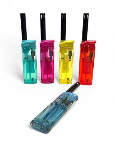 Clearfee 10 accendini trasparenti a gas, accendini elettronici lunghi, ricaricabili, a prova di bambini, per candele e barbecue
