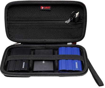 XANAD Tasche für Samsung Portable SSD T9 / T7 Shield / T7 / T7 Touch Externe 3-SSD Case Schutzhülle (schwarz 3 SSD)