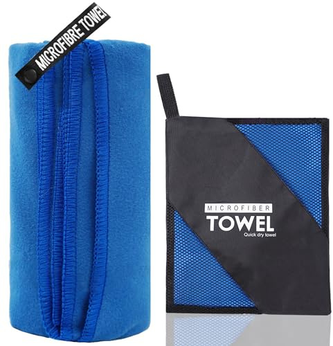 Microfibre Towel, Quick Dry, Blue, 80x40 cm | Compact, Ultra Lightweight, Perfect for Gym, Travel & Swimming, Sports, Camping & Hiking