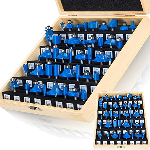 LEATBUY Architectural Molding Router Bit Set 1/4-Inch Shank 41 PCS for Woodwork Corner Rounding Edge-Forming Woodworking Beading Router Bits Sets Tool Wood Table Door Cabinet Cutter (F-A1)