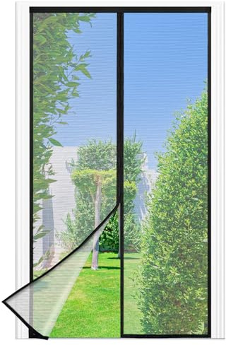 Mosquitera Puerta Magnetica - 75 x 200 CM - Negro, Mosquiteras para Puertas, Cierre Magnético de Arriba a Abajo, Automáticamente,Mantiene el Aire Fresco