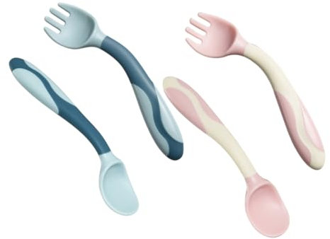 Beaupretty 2 set Utensili per Cucchiaio e Silicone per Svezzamento Antiscivolo Portatile e Design Ergonomico per Piccoli Gourmet