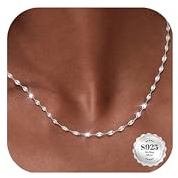 CASSIECA Silberkette Damen 925 Ohne Anhänger 2mm Silber Lippen Halskette Robuste Nicht-Verblassende Silber Kette Damen Schmuck Geschenke Für Frauen Längen: 41cm