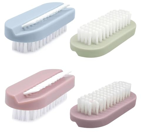 4 PCS Dual-Sided Nail Brush Set – Soft & Firm Bristles Nail Cleaning Brush Scrubber for Fingernails, Hands & Feet – Portable Nail Brushes for Deep Cleaning, Nail Art & Everyday Use
