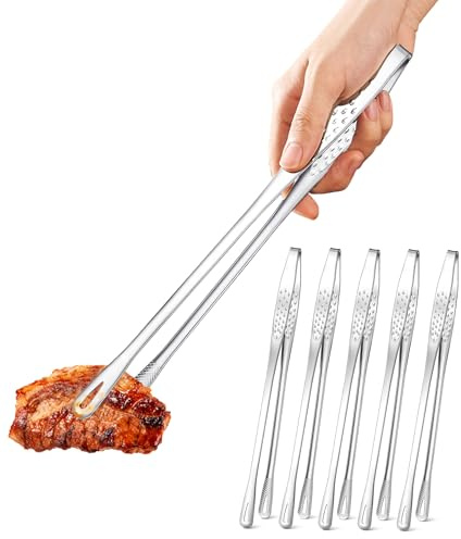 Ugotit Pinzette coreane per barbecue, 28,9 cm, confezione da 6 pinzette giapponesi in acciaio inox Yakiniku per barbecue, pinze coreane per cucinare, friggere, insalata, pentola calda, set di pinzette