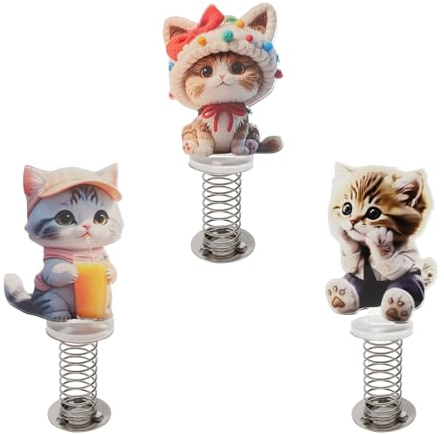 XRVRILE 3 figuras de gato tambaleante para coche, acrílico 2D para coche, figura de gato para decoración de manillares de bicicleta, decoración de cabeza oscilante, regalo para decoración de coche