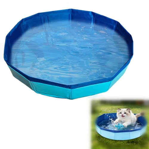 Foldable Dog Pool,Dog Paddling Pool,Puppy Cat Bathing Tub,Dogs Swimming Pools,Collapsible Dogs Bath Tub,Non-Slip Pet Water Tub,Outdoor Backyard Garden Bath Pools for Pets,50 * 50 * 10cm (Blue)