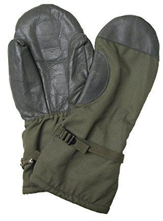 Genuine German Army Issued Goretex Waterproof Extreme Cold Weather Fur Lined Mitts in Olive