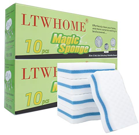 LTWHOME Melamin Schmutzradierer Wunderschwamm Reinigungsschwamm Zauberschwamm in Wellenform Für Küche Haushalt 10 x 6 x 2.5cm(20 Stück)