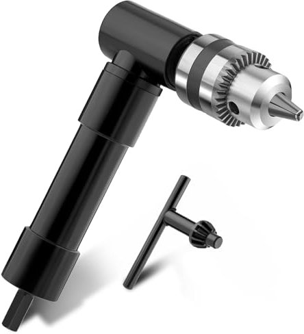OFNMY Cordless Right Angle Drill Attachment Adapter 90 Degree Handle Chuck 3/8 Keyed Chuck 8mm Hex Shank Power Tool Accessory (Jaw Chuck Range/1.0mm-10mm)