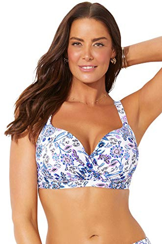 Swimsuits For All Women's Ruler Bra Sized Underwire Bikini Top - 40 G, Boho (Plus