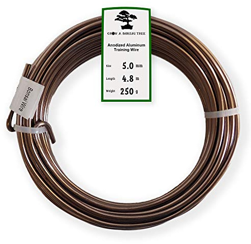 Odla ett bonsaiträd anodiserat aluminium 5,0 mm bonsai träningstråd 250 g stor rulle (15 fot) – välj din storlek och färg (5,0 mm, brun)