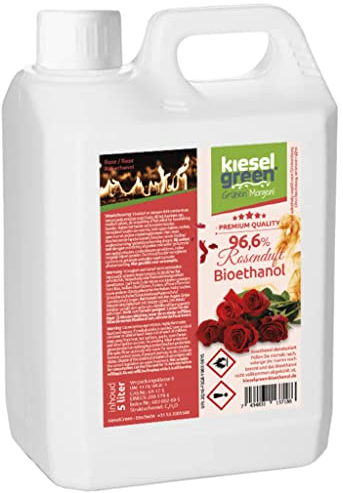 KieselGreen Bioethanolo 5 Litri con Fragranza per Caminetto a Etanolo – Bio-etanolo profumato per Ambienti, molte Fragranze - Profumo per Caminetto a bioetanolo da Interno o da Tavolo