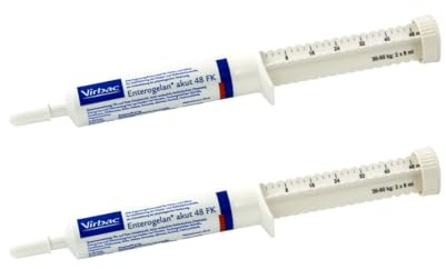 Virbac Enterogelan akut | Pack Double | 2 x 48 ML | Aliment diététique complémentaire pour poulains & veaux | Arôme Vanille