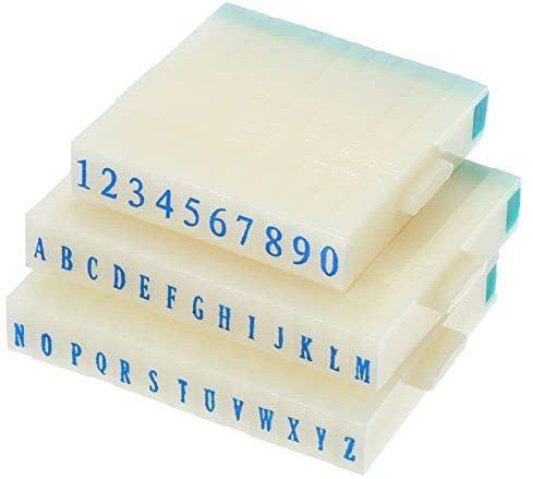 PATIKIL Detachable Number Letter Stamp, 4mm Plastic 9+26 Digits Font Size 6 Numeral 0-9 Alphabet A-Z Combination Set for Card Tag Scrapbook Craft Making Teaching