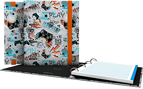 Grafoplás | Dossier 4 anneaux A5 | Comprend des feuilles de rechange quadrillage 5 x 5 bord couleur | Dos incurvé | Carpebook | Bits&Bobs Play