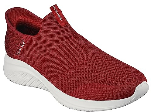 Skechers Herren Ultra Flex 3.0 Smooth Step Sneaker, Burgundy Knit/Trim, 39 EU