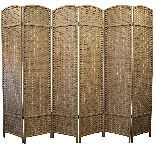 Folding Paravent 6 Panel Divider Screen, Freestanding Partition Wall Panel Privacy Furniture for Living Room, Bedroom and Office (Natural)
