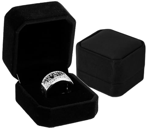 DIVINA VITAE 2 Stück Schwarz Ringschachtel Samt Ringbox Hochzeit Schmuckschachtel Einzelne Antragsring Box 1 Steckplatz Kleine Ring Ohrringe Geschenkbox Versprechensringbox für Männer Frauen