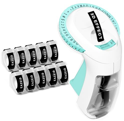 EazeID Embossing Label Maker Manual, Embossed Label Maker Machine with Tapes, Retro 3D Vintage Embosser Labeler with 10 Rolls 3/8 Inch Label Tapes for Home Gifts, DIY Crafting Scrapbooking Supplies