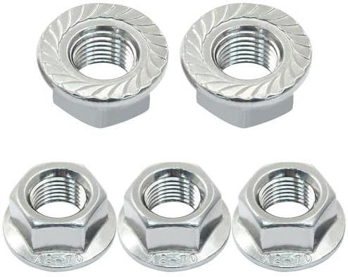 Dijedev M10/1mm Serrated Flange Hex Nuts, 5Pcs Hexagon Flange Nuts, 304 Stainless Steel 18-8, Full Thread, Hex Drive, Bright Finish