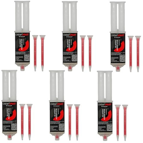 6x Remstaler 2K EPOXIDKLEBER | Kraftkleber | extra Stark für Innen- und Außenbereich inkl. 2 Mischer | transparent