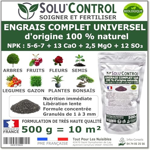 500 g d'ENGRAIS COMPLET universel et équilibré - SoluControl - UAB - Utilisable en Agriculture BIOLOGIQUE