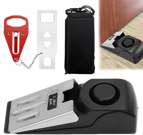 keyxer Alarme de butée de porte, serrure de porte portable, cale d'alarme avec alarme de 120 dB, kit de porte de sécurité à double protection réglable, pour la protection personnelle des