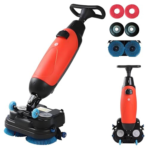 BANGBANGJI Lavasciuga Pavimenti Industriale e Commerciale, lucidatrice per Pavimenti da 17, Design Senza Fili, Doppie spazzole rotanti, Testa Rotante a 360° per Piastrelle e Cemento stuccati