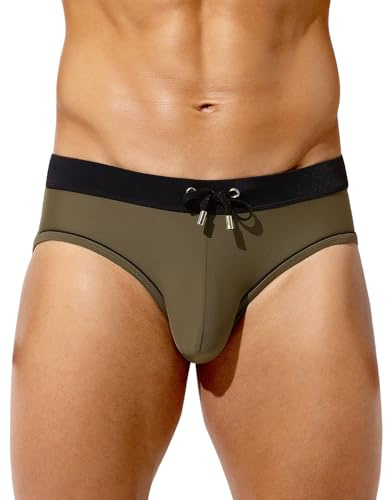 Arjen Kroos Slip de Bain Homme Maillot de Bain Ajusté Cordon Réglable,S~XXL | Séchage Rapide, Résiste Chlore et Eau Salée, Contraste Couleur, Lavable Machine, pour Piscine Plage Sports Nautiques Vacances