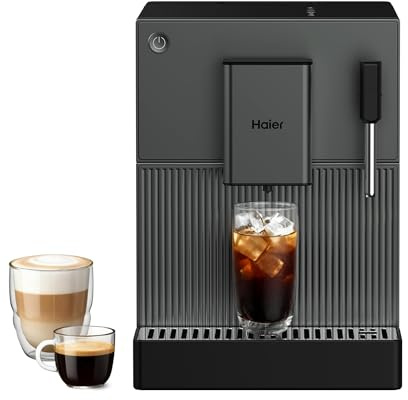 Haier Macchina da Caffè Automatica Compatta con Macinacaffè Integrato, 6 Specialità di Caffè, Montalatte, Pannello Touch, Ideale per Spazi Ridotti HCM5A 011